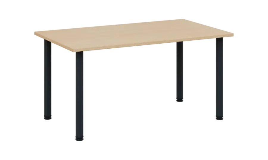 CRTR 140 jídelní stůl, kovová podnož černá, deska 25 mm, 1394x800 mm, bříza světlá